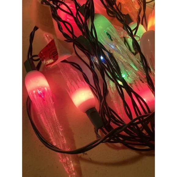 Midget Icicle Lights 20 Multicolor Indoor Outdoor String Christmas Lights - Picture 4 of 8